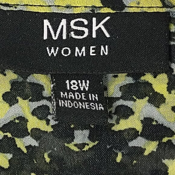 MSK Womens Yellow Green Black Sleeveless Geometric Chiffon Lined Dress Size 18W - Picture 9 of 11